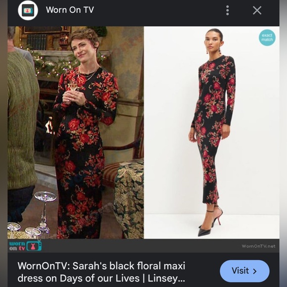 Reformation Black and Red Floral Long Sleeve Dress - Picture 3 of 7